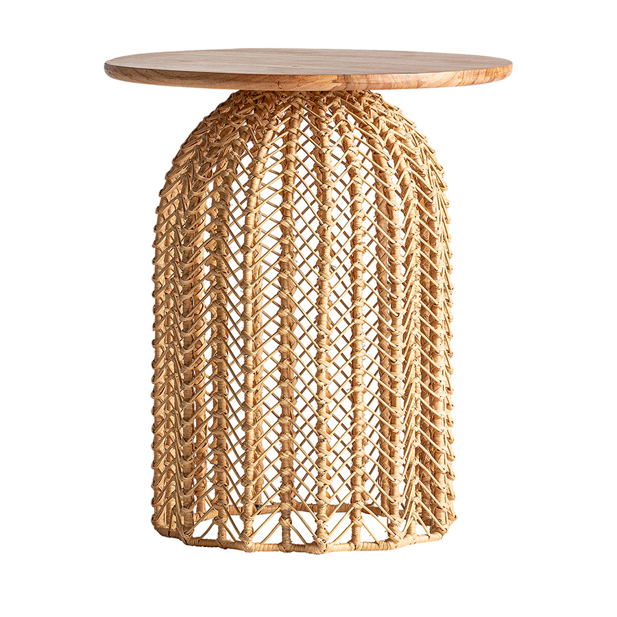 Mesa auxiliar plissé rattan