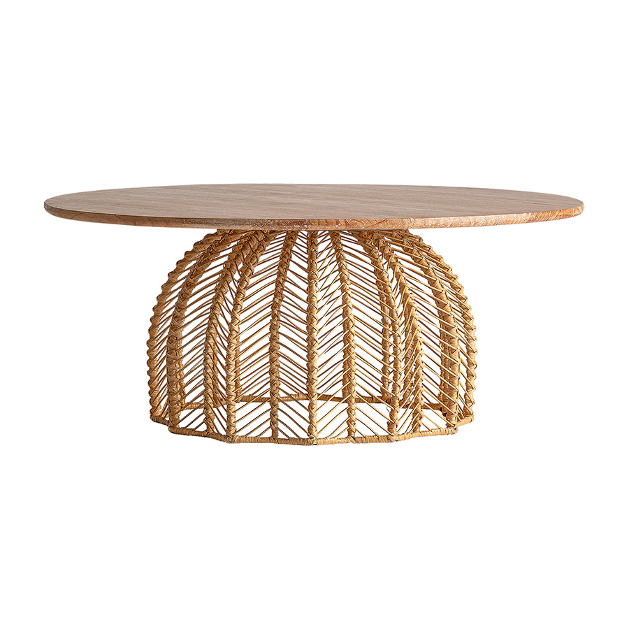 Mesa de centro plissé rattan