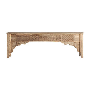 Consola kelaseh de estilo étnico fabricado en madera de teka en color marrón claro.