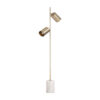 Lámpara de pie de estilo art deco fabricado en hierro en color blanco combinado con latón en color oro y mármol.