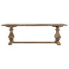 Mesa comedor abo de estilo clásico fabricado en madera de pino reciclado en color marrón con acabado envejecido. Producto desmontable.