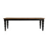 Mesa comedor zenica de estilo provenzal fabricado en madera de olmo en color negro en color natural. Producto desmontable.