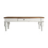 Mesa de centro cirella en color blanco natural de estilo provenzal. Fabricado en madera de pino reciclado.