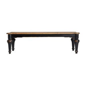 Mesa de centro zenica de estilo provenzal fabricado en madera de olmo en color negro en color natural. Producto desmontable.