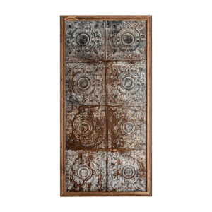 Panel decorativo de estilo étnico fabricado en madera de mango en color marrón con acabado envejecido.