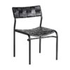 Silla franey de estilo contemporáneo fabricado en hierro en color negro combinado con piel en color negra.