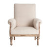Sillón gore de estilo shabby chic fabricado en madera tropical en color crema combinado con poliéster.