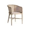 Sillón nuchis de estilo contemporáneo fabricado en madera abedul en color marrón combinado con lino.