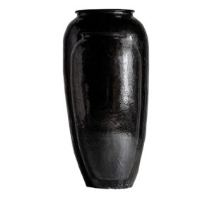 Tinaja galactea de estilo oriental fabricado en cerámica en color negro.