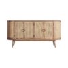 Aparador holeby de estilo nórdico fabricado en madera de mango en color marrón combinado con ratán y madera dm. Producto desmontable.