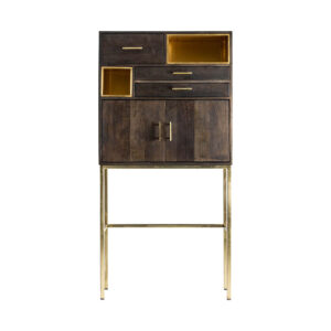 Armario vex de estilo art deco fabricado en madera de mango en color gris en color oro.