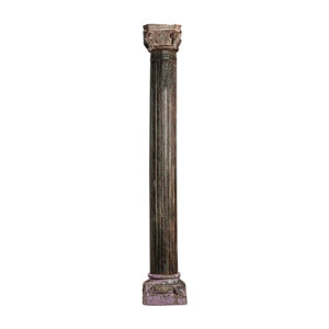 Columna cacia en color marrón envejecido de estilo étnico. Fabricado en madera de teka. Producto desmontable.