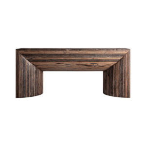 Consola toigne de estilo contemporáneo fabricado en madera tropical en color marrón con acabado envejecido.