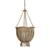 Lámpara de colgar de estilo provenzal fabricado en hierro en color crema combinado con madera en color oro. Producto desmontable.