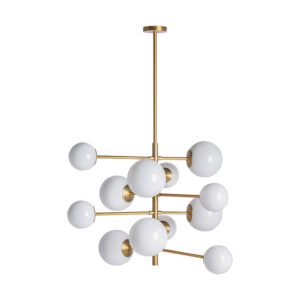 Lámpara de colgar en color oro de estilo art deco. Fabricado en hierro combinado con cristal. Producto desmontable. Compatible con: 27760 27761.