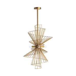 Lámpara de colgar stowe en color oro de estilo art deco. Fabricado en hierro. Producto desmontable.