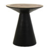 Mesa auxiliar arusa de estilo vintage fabricado en madera suar en color negro con acabado envejecido en color marrón.
