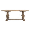 Mesa comedor abo de estilo rústico fabricado en madera de pino reciclado en color marrón con acabado envejecido. Producto desmontable.