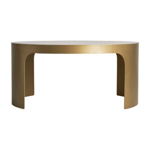 Mesa de centro dijon de estilo art deco fabricado en hierro en color blanco combinado con mármol en color oro.