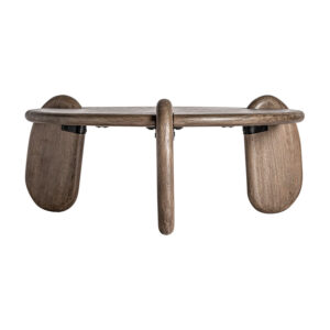 Mesa de centro weyer de estilo colonial fabricado en madera de mango en color marrón combinado con hierro. Producto desmontable.