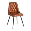 Silla dexter de estilo vintage fabricado en madera de mango en color marrón combinado con cuero y hierro. Producto desmontable.