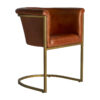 Silla galveston en color marrón oro de estilo vintage. Fabricado en hierro combinado con piel.