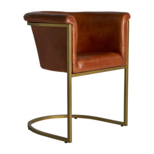 Silla galveston en color marrón oro de estilo vintage. Fabricado en hierro combinado con piel.