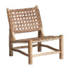 Sillón luban de estilo contemporáneo fabricado en madera de teka en color marrón combinado con ratán.