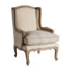 Sillón tulle de estilo colonial fabricado en madera de mango en color marrón combinado con poliéster en color beige. Producto desenfundable.