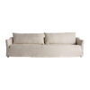 Sofá kemence de estilo contemporáneo fabricado en poliéster en color crema combinado con madera de pino. Producto desmontable desenfundable.