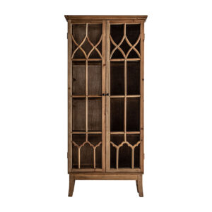 Vitrina idrija de estilo clásico fabricado en madera de olmo en color marrón combinado con cristal.