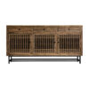 Aparador xuzhou de estilo oriental fabricado en madera de olmo en color negro combinado con hierro en color natural.