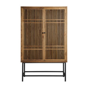Armario xuzhou de estilo oriental fabricado en madera de olmo en color negro combinado con hierro en color marrón.