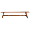 Banco badai de estilo étnico fabricado en madera de mango en color marrón con acabado envejecido. Producto desmontable.