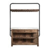Barra de bar samsun de estilo industrial fabricado en madera de pino reciclado en color negro con acabado envejecido combinado con mármol en color blanco y hierro en color negro. Producto desmontable.