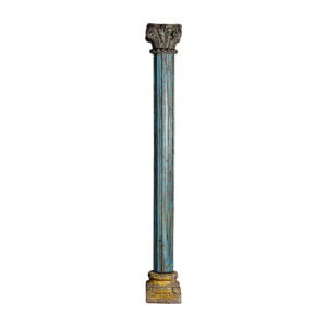 Columna cadee de estilo étnico fabricado en madera de teka en color tonos de azul con acabado envejecido. Producto desmontable.