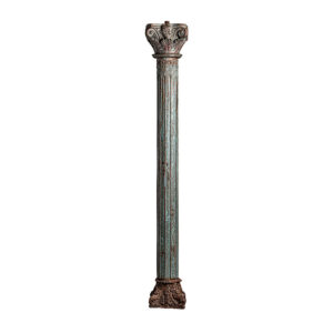 Columna gazit de estilo étnico fabricado en madera de teka en color tonos de azul con acabado envejecido. Producto desmontable.