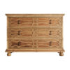 Cómoda Rumford de estilo colonial fabricado en madera de pino reciclado en color marrón.