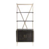Estanteria danta de estilo contemporáneo fabricado en hierro en color marrón combinado con madera de olmo en color oro. Producto desmontable.