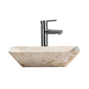 Lavabo ceres de estilo colonial fabricado en mármol en color beige.