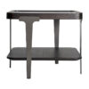 Mesa auxiliar Breil de estilo art deco fabricado en madera de fresno en color negro combinado con cristal en color negro con acabado ahumado y hierro en color negro. Producto desmontable.