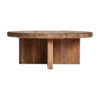 Mesa auxiliar crissey de estilo contemporáneo fabricado en madera de pino reciclado en color marrón. Producto desmontable.