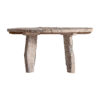 Mesa comedor hassi de estilo contemporáneo fabricado en madera de mango en color blanco roto con acabado envejecido. Producto desmontable.