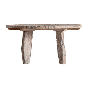 Mesa comedor hassi de estilo contemporáneo fabricado en madera de mango en color blanco roto con acabado envejecido. Producto desmontable.