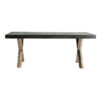 Mesa comedor kapie de estilo art deco fabricado en hierro en color oro combinado con madera de olmo. Producto desmontable.