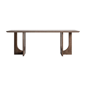Mesa comedor lennik de estilo contemporáneo fabricado en madera de fresno en color marrón combinado con chapa de madera.