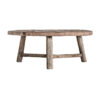Mesa de centro samsun de estilo étnico fabricado en madera de pino reciclado en color marrón con acabado envejecido combinado con madera de teka reciclada y madera de mango reciclada. Acacia reciclada.