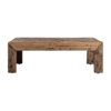 Mesa de centro walding de estilo nórdico fabricado en madera recuperada en color marrón.