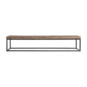 Mesa de centro walding de estilo industrial fabricado en madera recuperada en color marrón combinado con hierro en color negro.