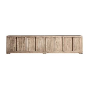 Mueble tv cotswolds de estilo rústico fabricado en madera de olmo reciclado en color marrón claro con acabado desgastado.